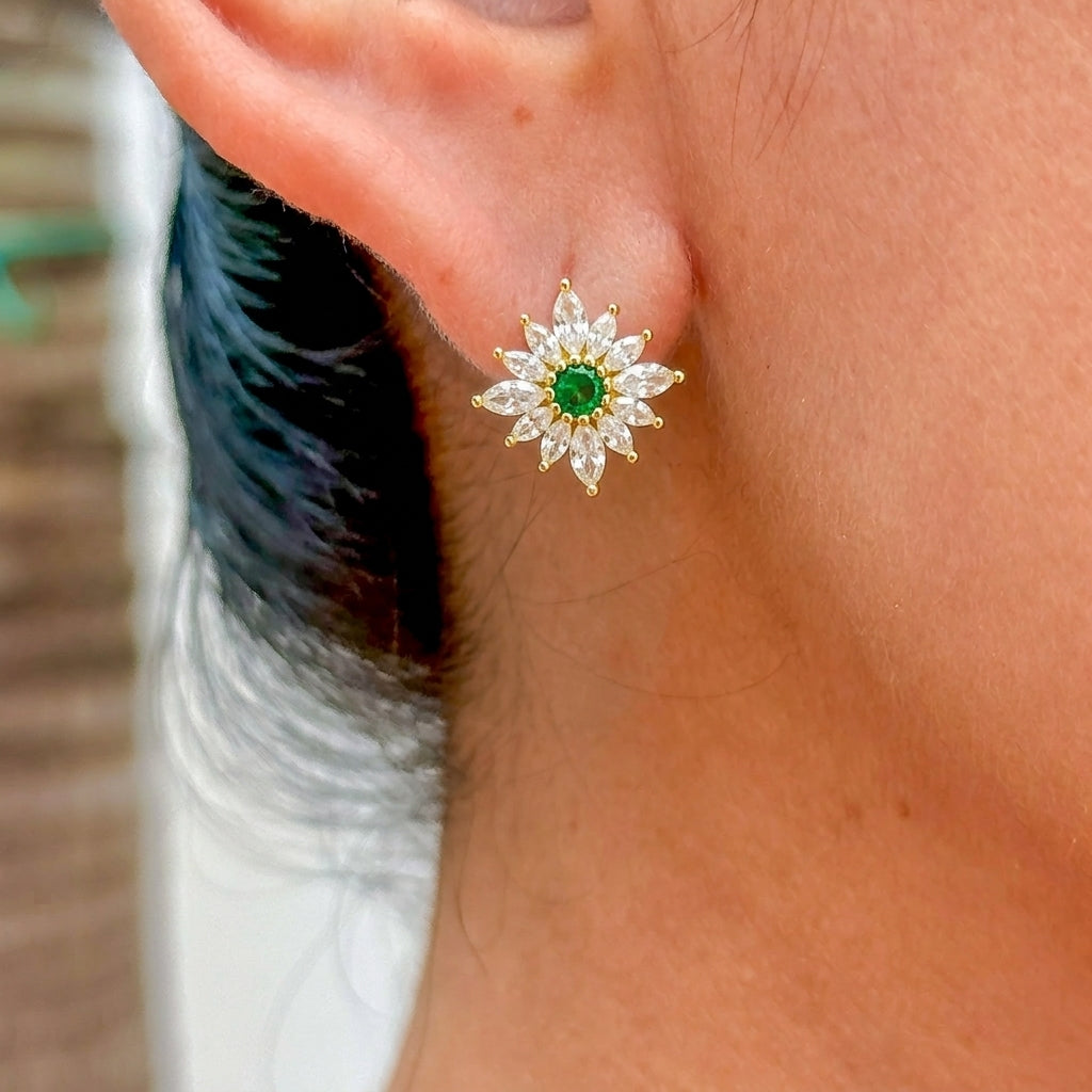 Aretes Zirconia Verde Acero Inox 0174-16