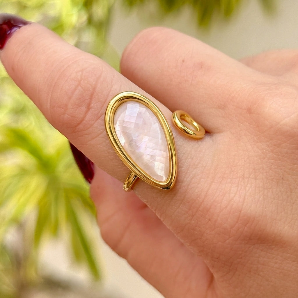 Anillo Abierto Gota Acero Inox 0174-17