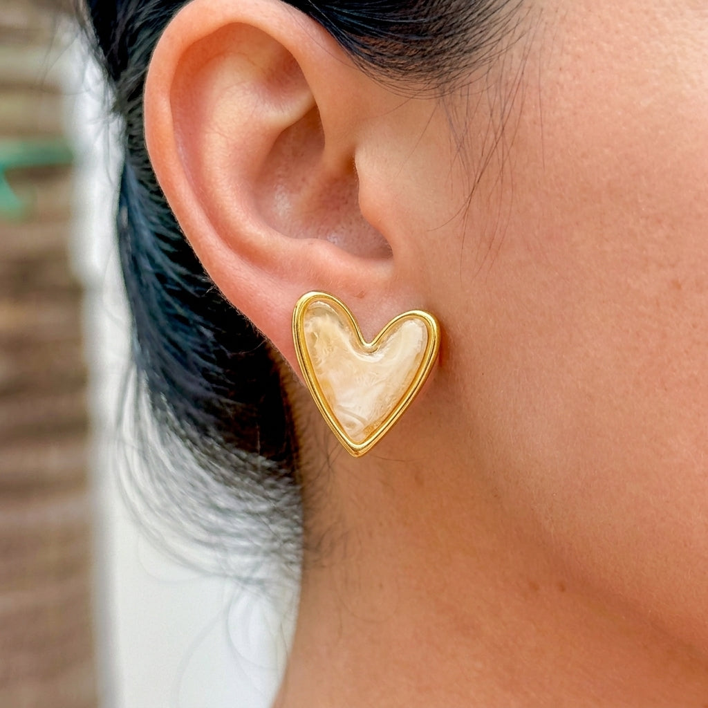 Aretes Corazon Plano Dorado Acero Inox 0174-26