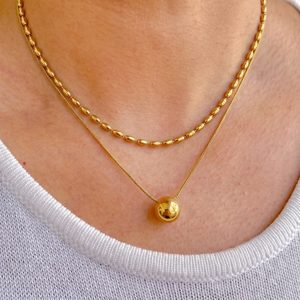 Collar Doble Capa Titanio Colgante 0174-36