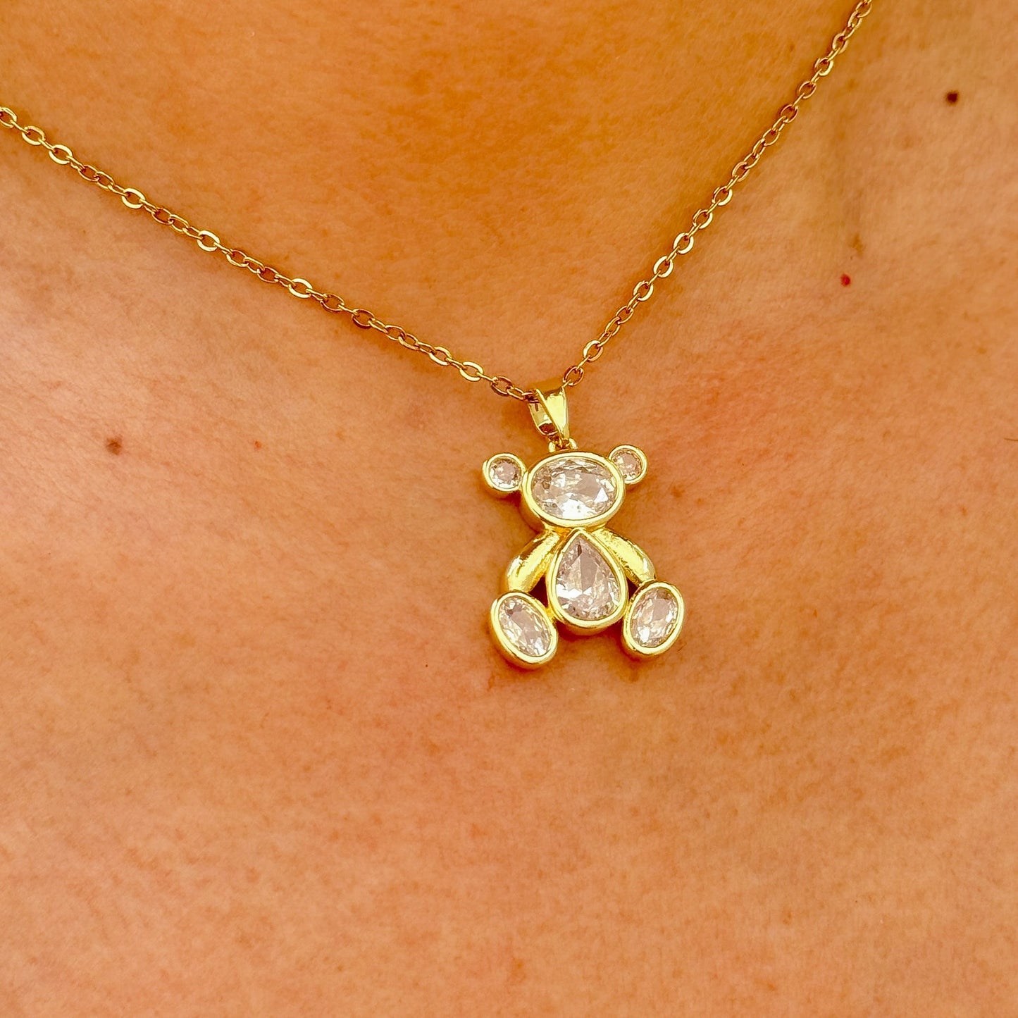 Collar Dije Osito Zirconia Acero Inox