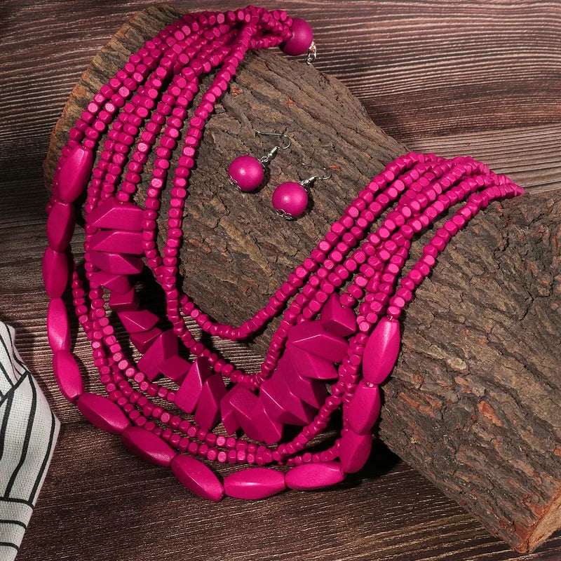 Collar Cuentas Madera 0600-34