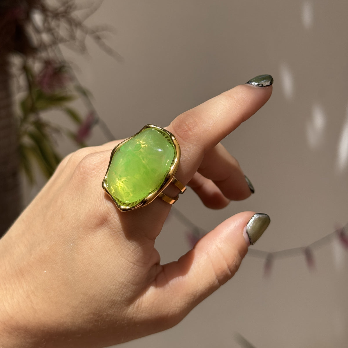Anillo Acero Inoxidable Piedra Resina 0600-39
