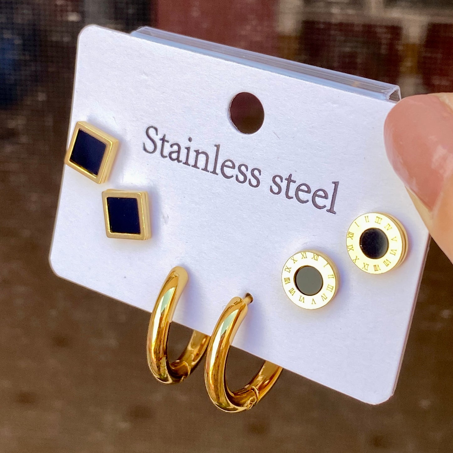 Set Aretes Acero Inoxidable 1909-29