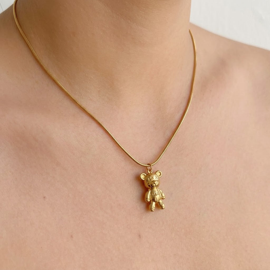 Collar Osito Dorado Acero Inox