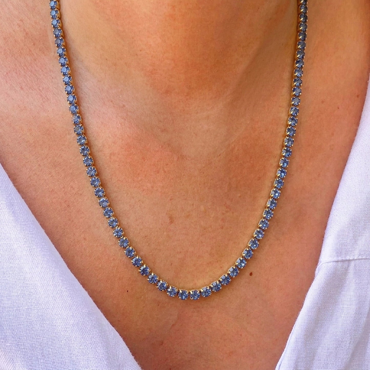Collar Tenis Azul Acero Inox 3052-5
