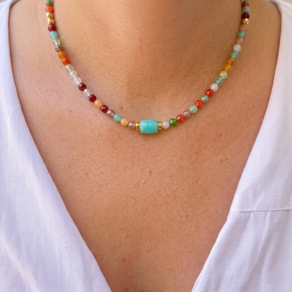 Collar Cristal Colorido Acero Inox 3072-29