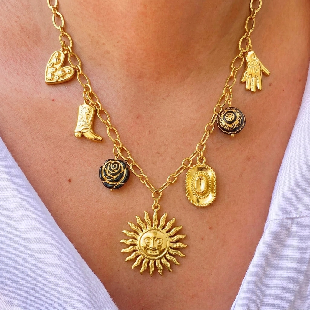 Collar Múltiples Dijes Acero Inox 3072-45