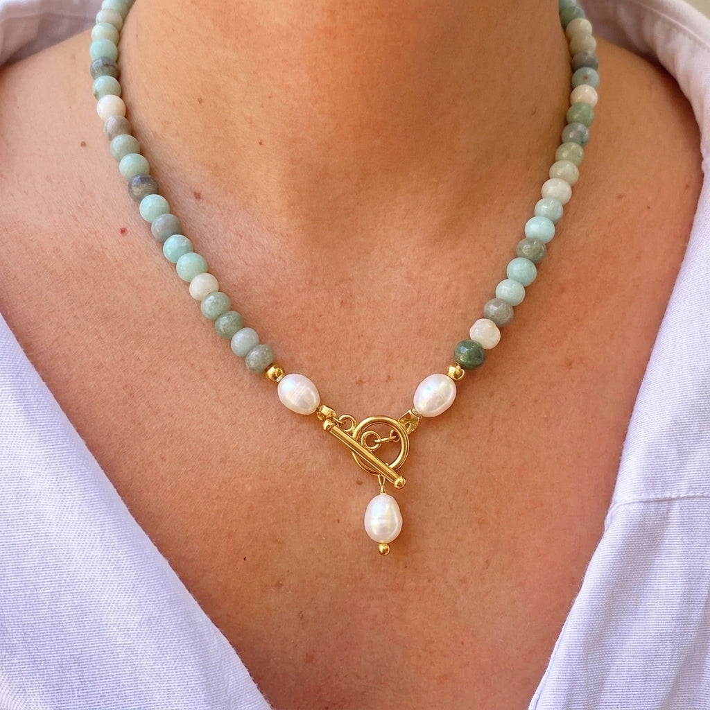 Collar Cuentas Cristal Verdes Acero Inox 3072-50