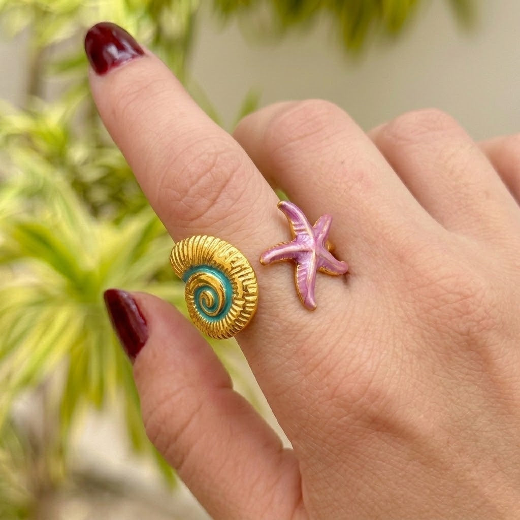 Anillo Caracol Estrella Acero Inox 3072-8