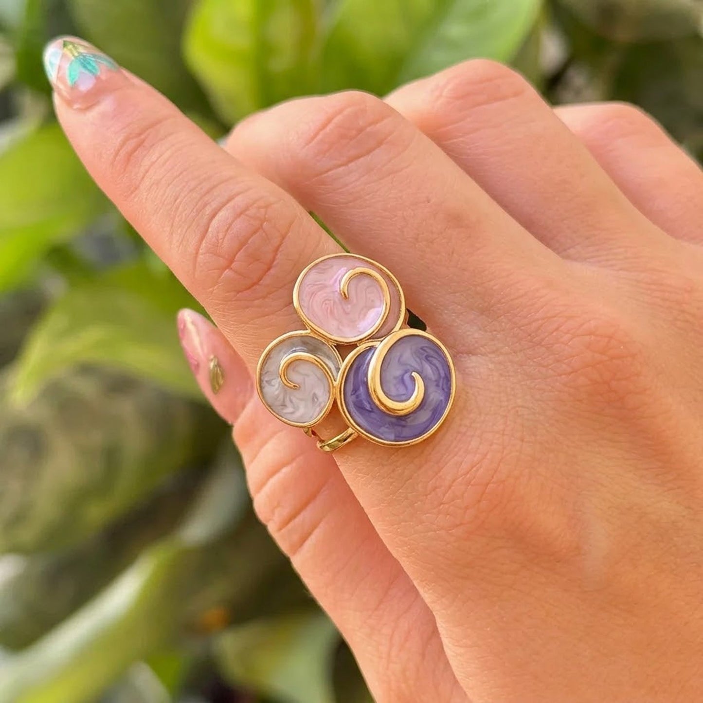 Anillo Abierto Piedras Tricolor Acero Inox 3110-27