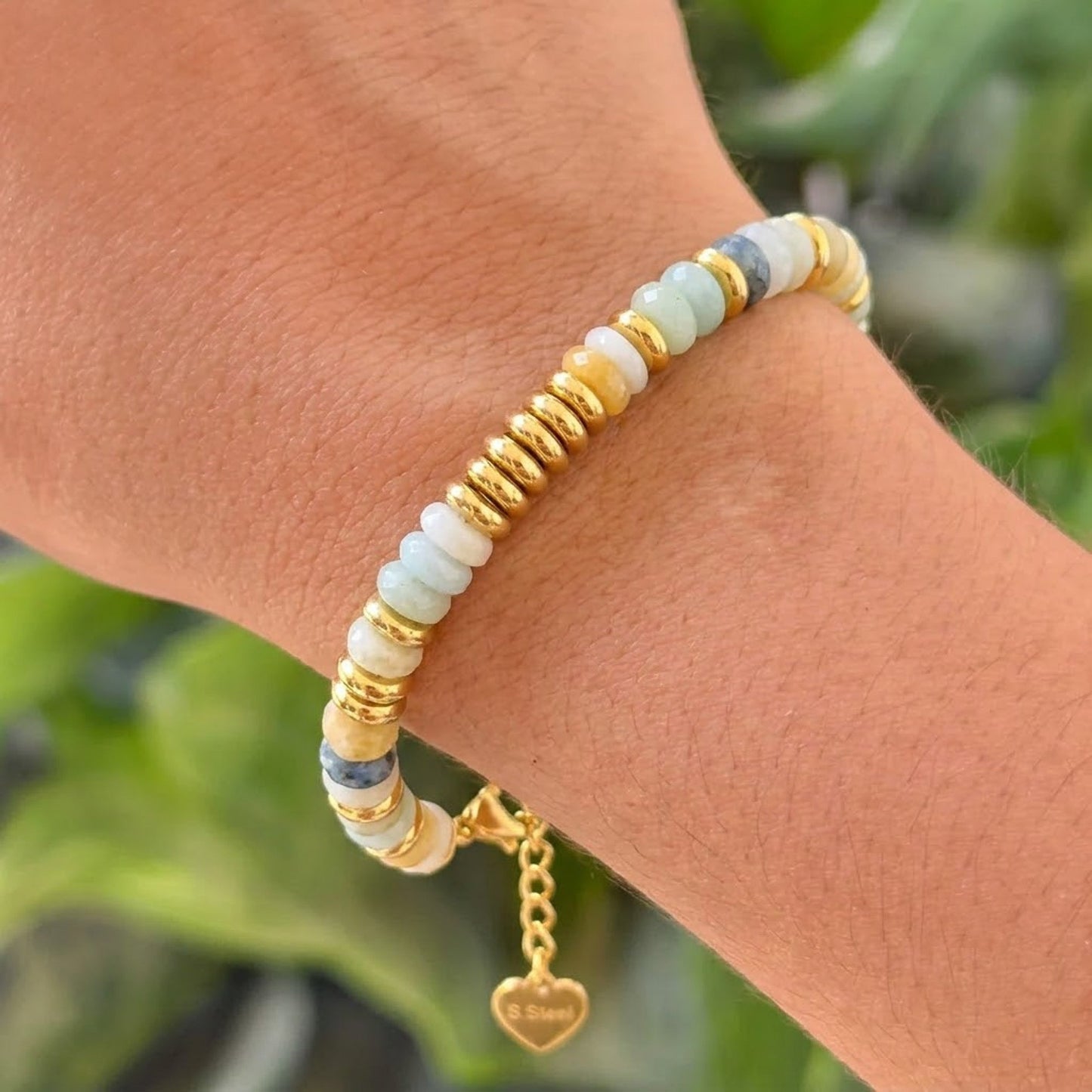 Set Collar Pulsera Cuentas Multicolor Acero Inox 3110-45
