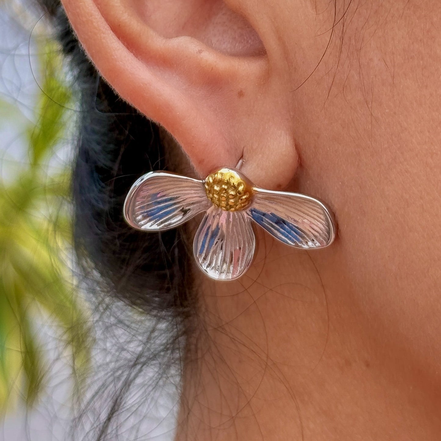 Aretes Florales 3D Acero Inox 5552-10