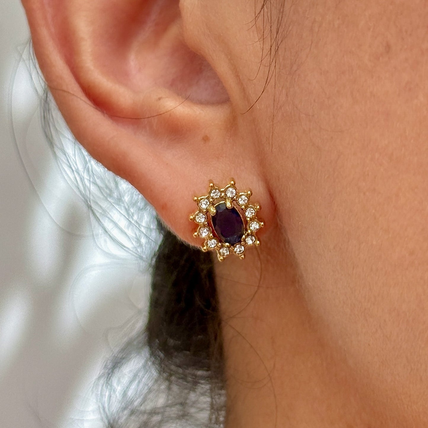 Aretes Zirconia Azul Acero Inox 5552-12