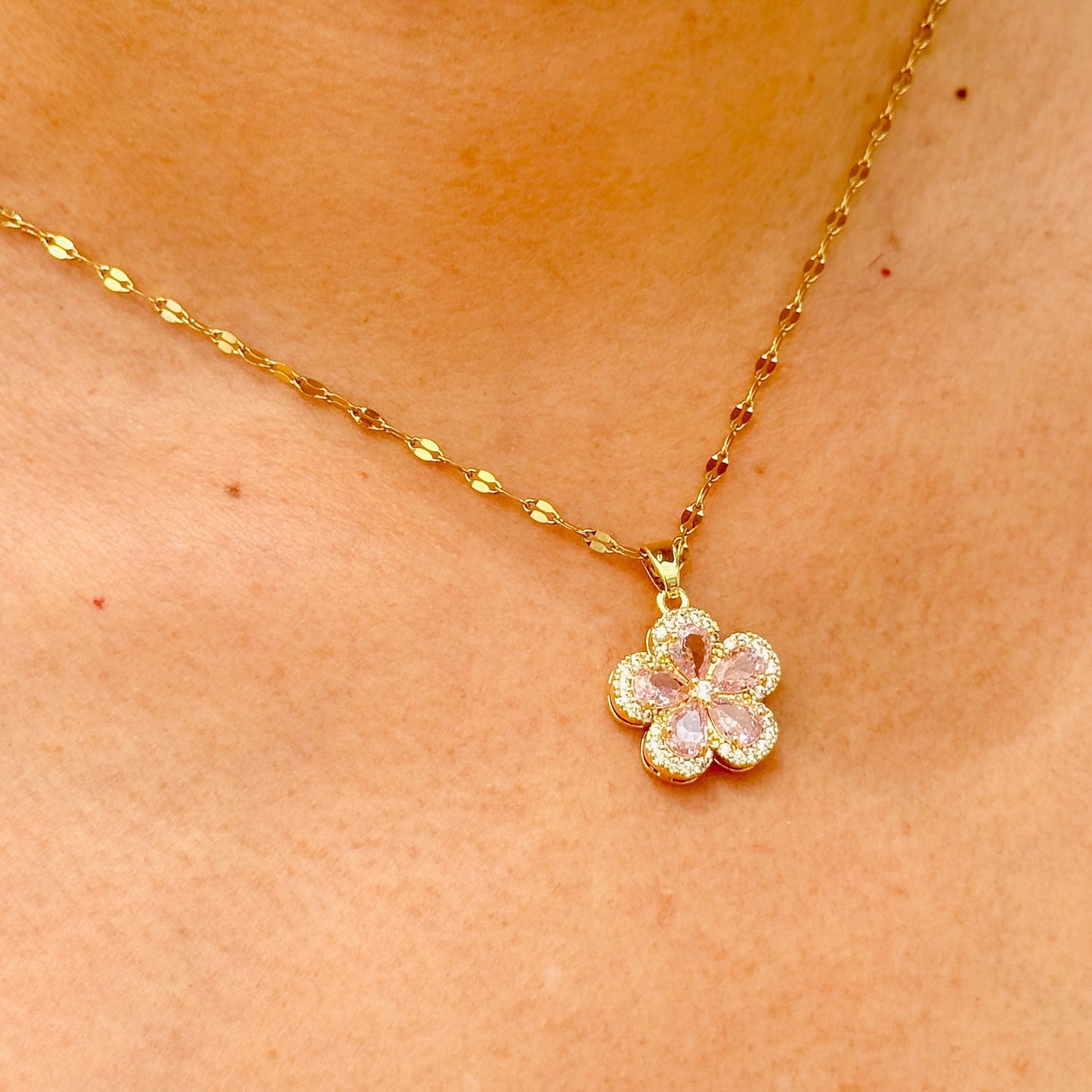 Collar Flor Zirconia Acero Inox 5552-23