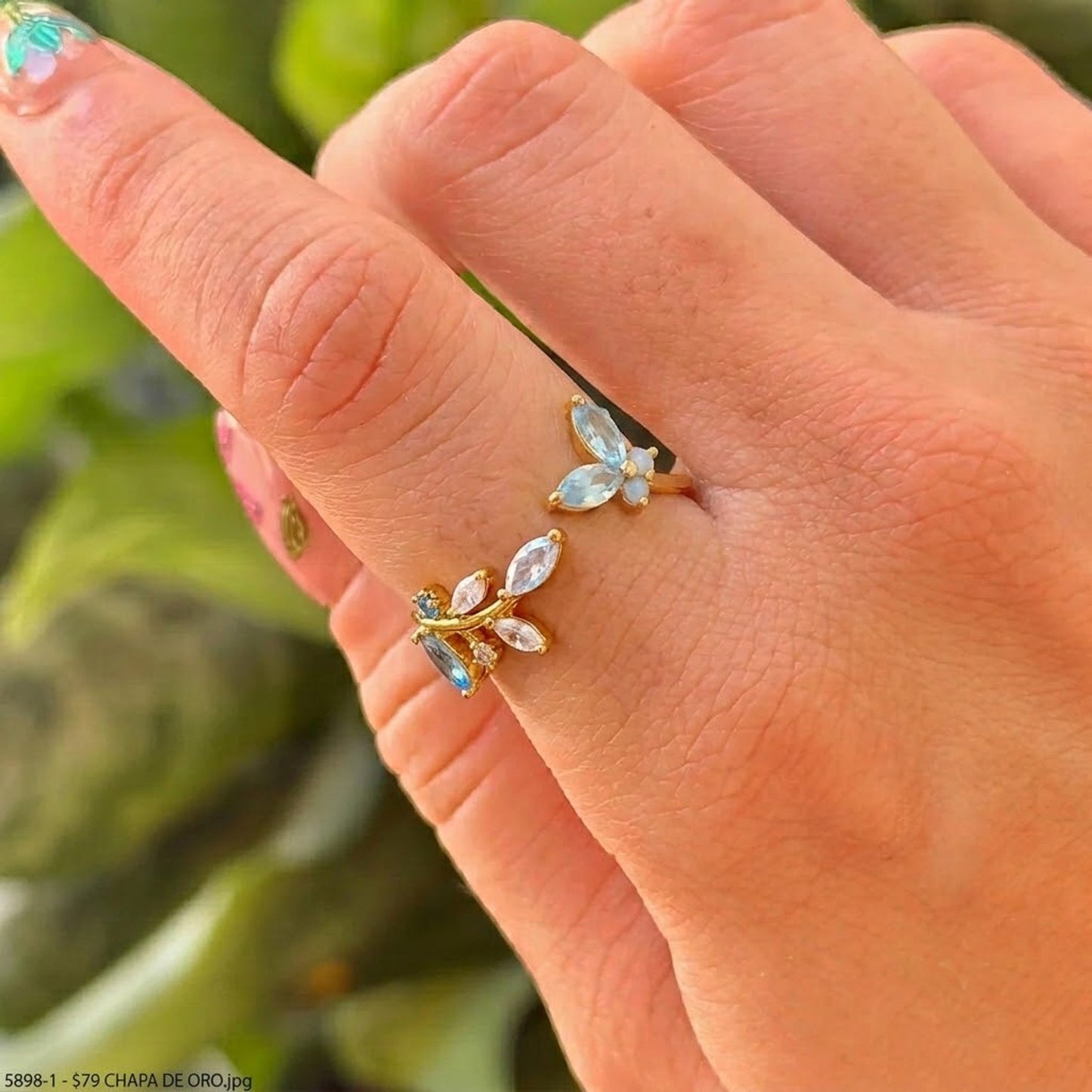 Anillo Mariposa azul Zirconia Chapa 18K 5898-1