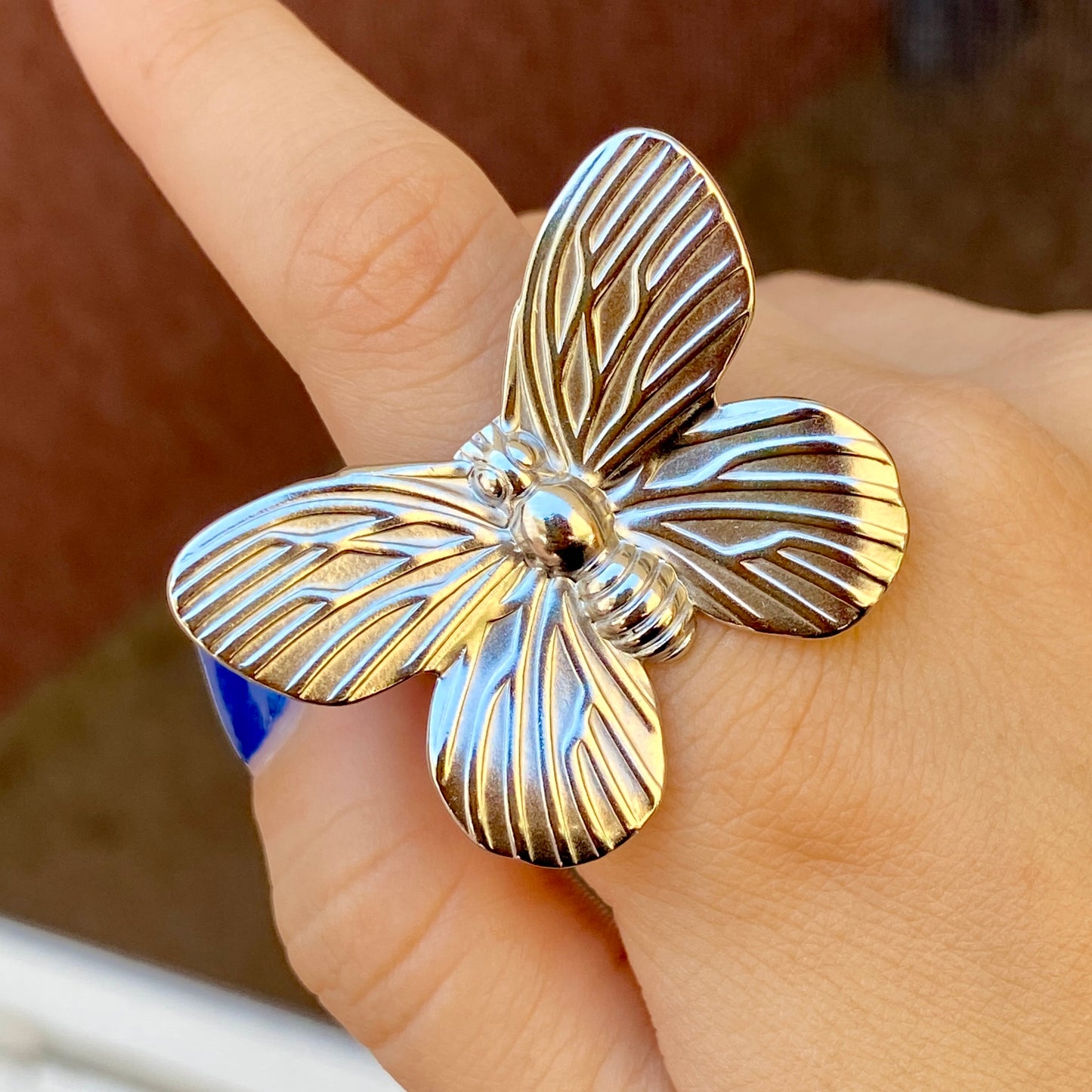Anillo Mariposa Acero Inoxidable Ajustable 7417-35