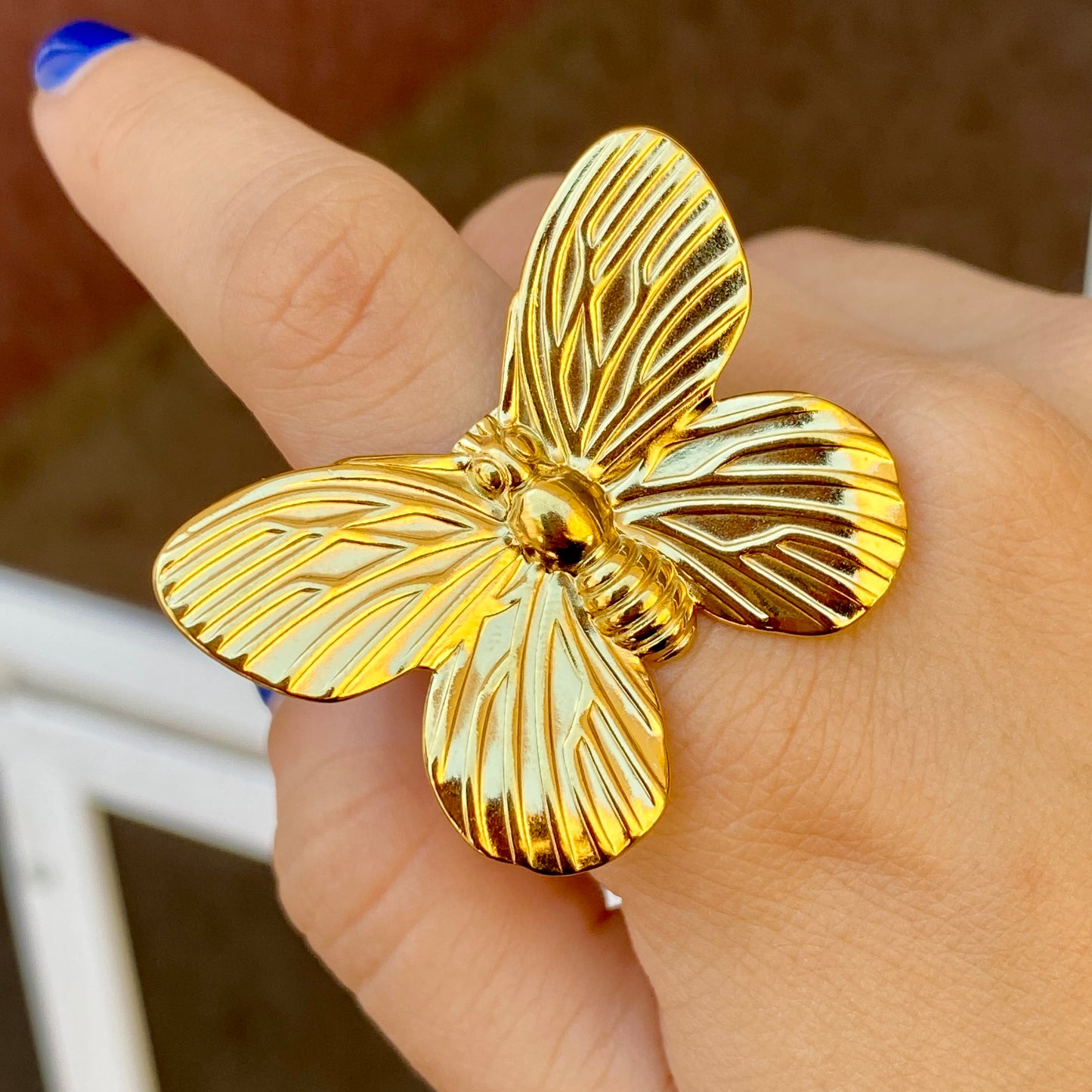 Anillo Mariposa Acero Inoxidable Ajustable 7417-35