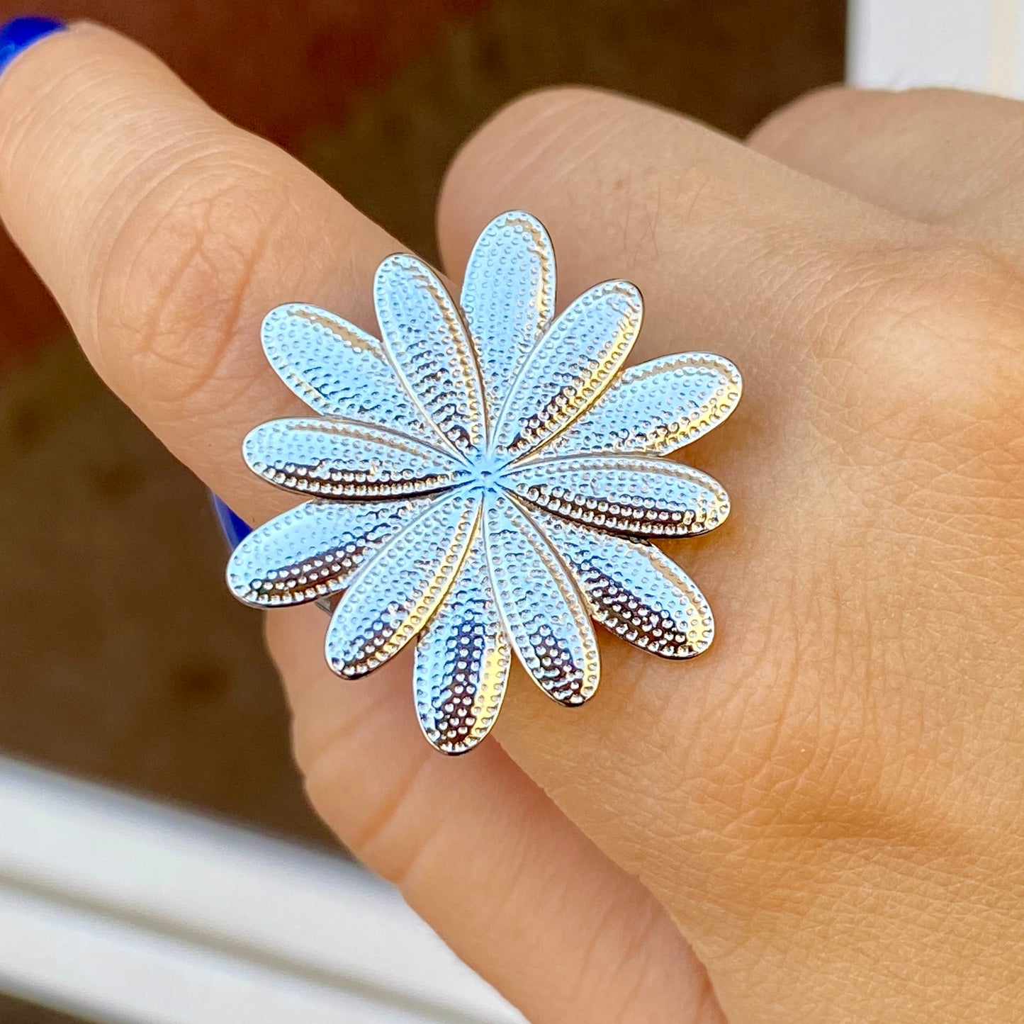 Anillo flor Acero Inoxidable Ajustable 7417-37