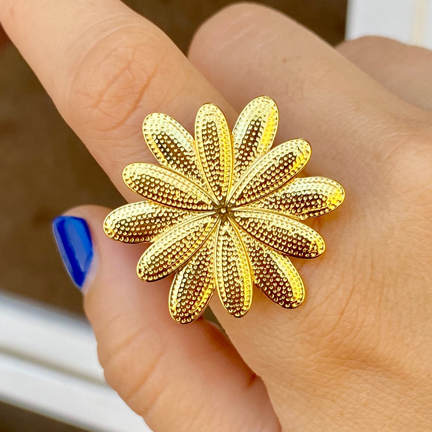 Anillo flor Acero Inoxidable Ajustable 7417-37