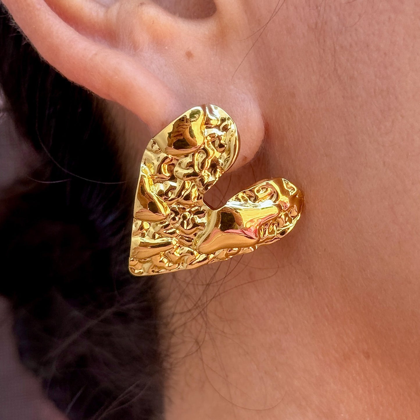 Aretes Asimetricos Corazon Acero Inox 8096-30