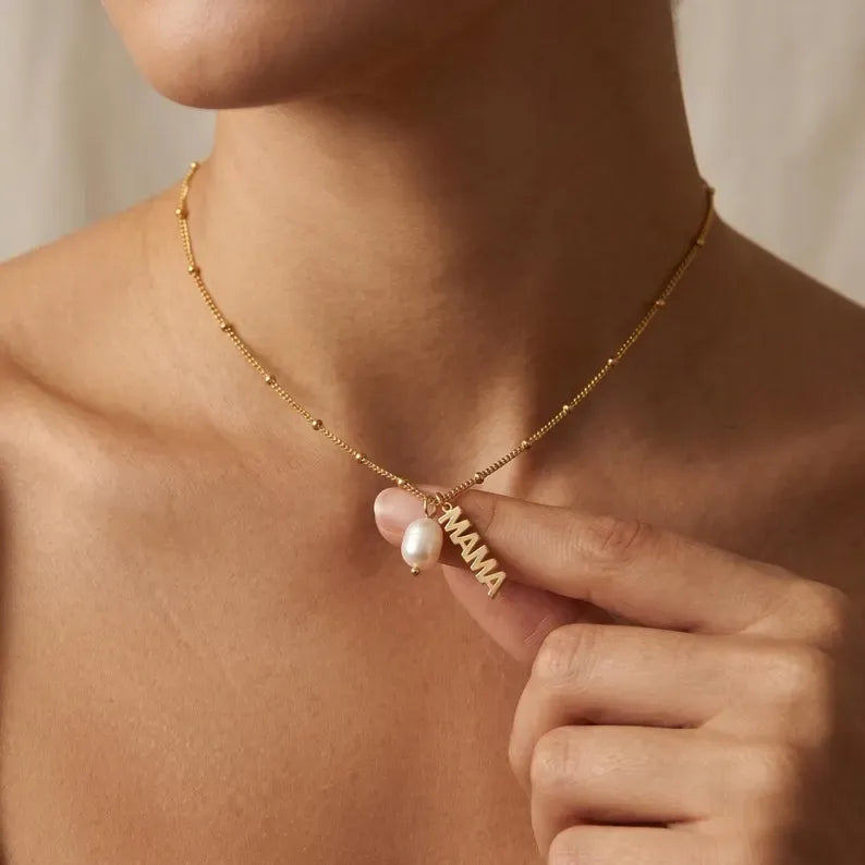 Collar Mamá Perlas Acero Inox 8096-45