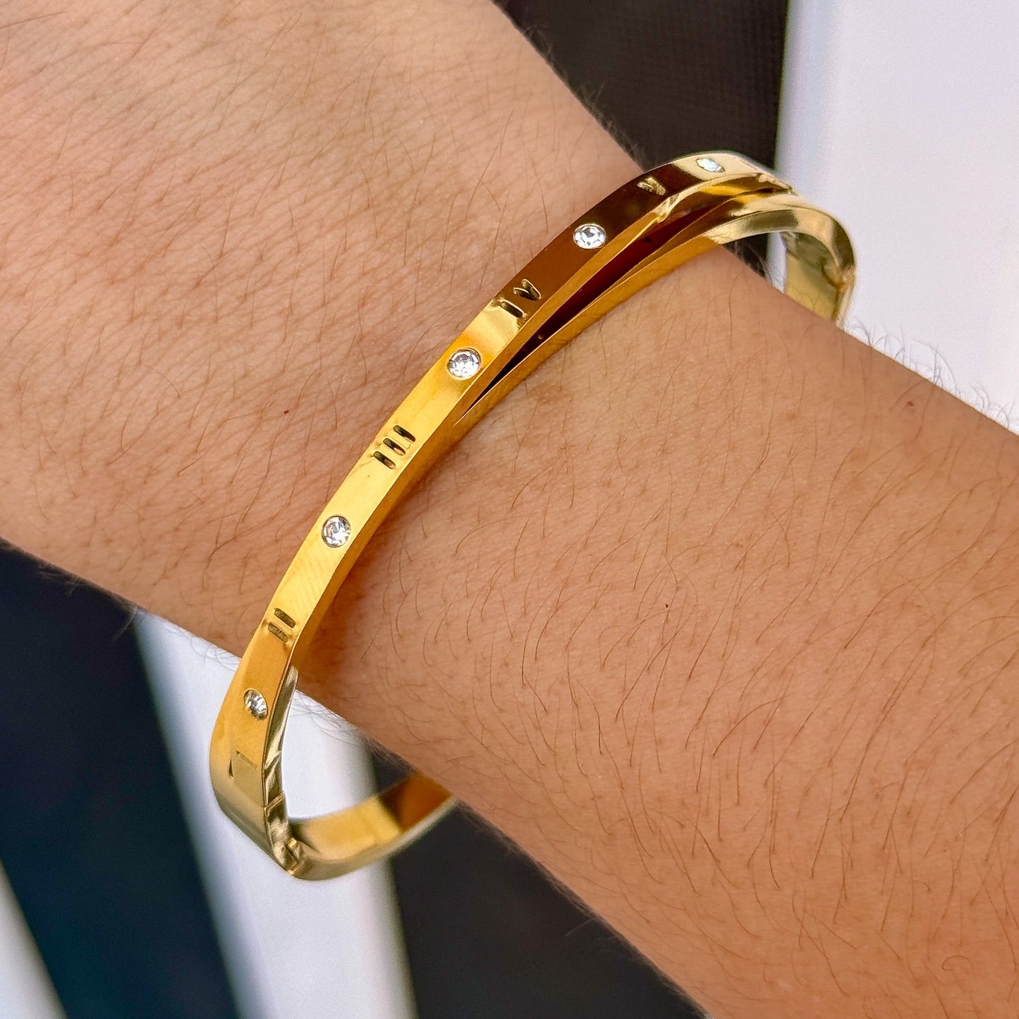 Pulsera Romana Doble Capa Acero Inox 8096-5