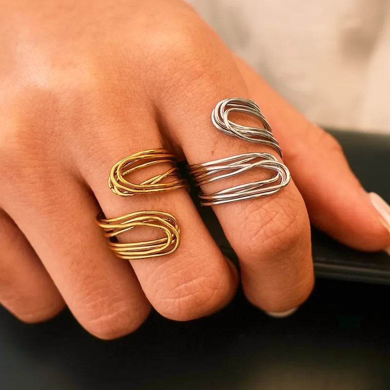 Anillo Abierto Acero Inox 18K 8196-8