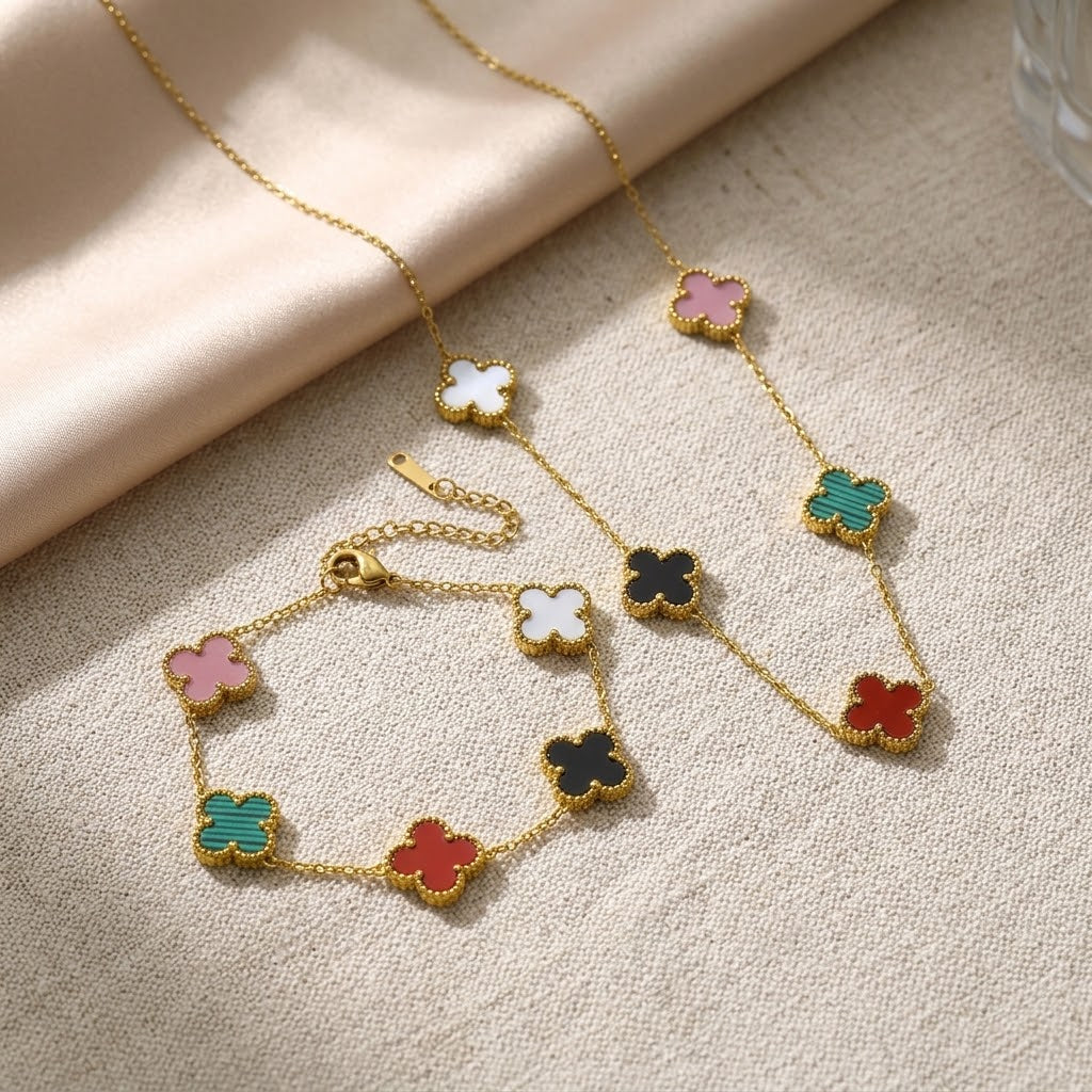 Set Collar Pulsera Acero Inox Multicolor 8196-9