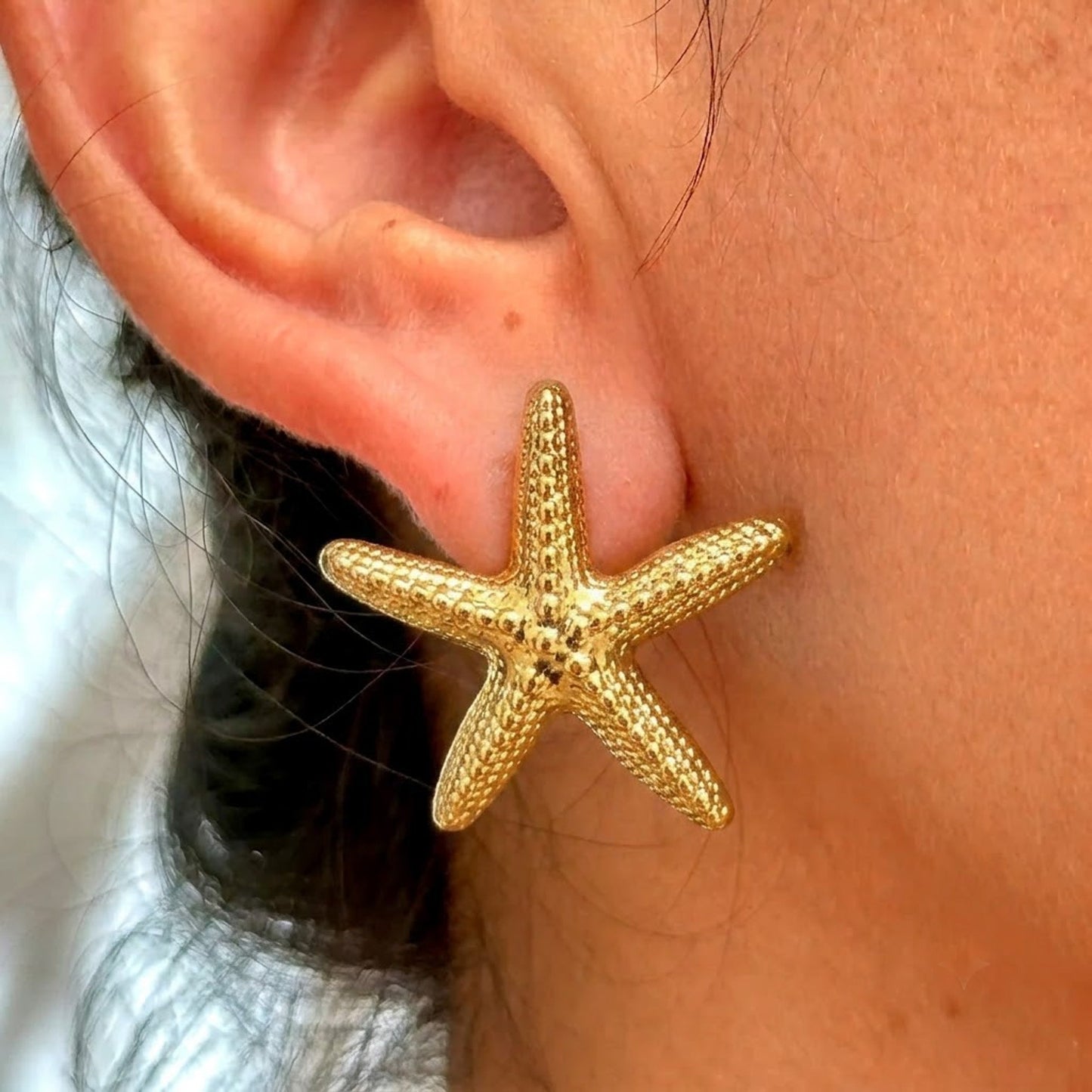 Aretes Estrella Mar Doradas Acero Inox 8279-106