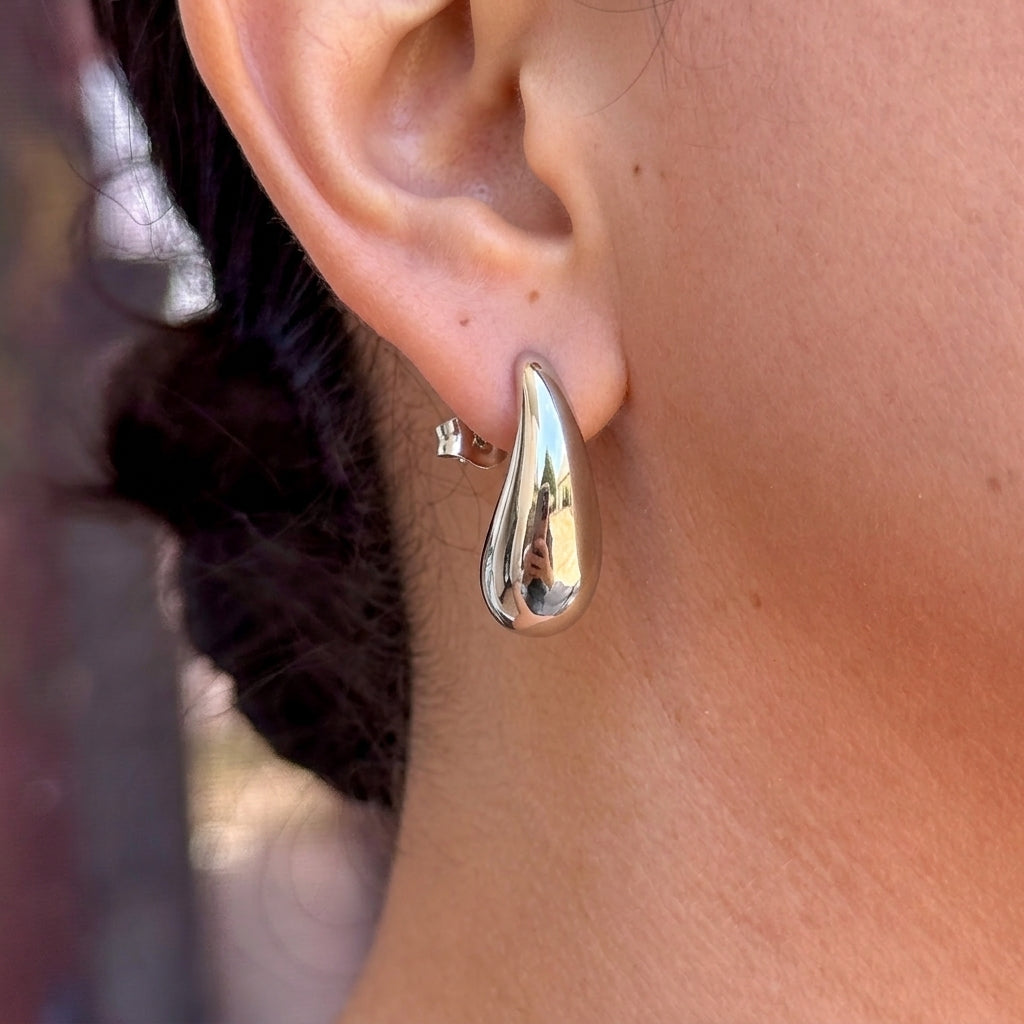 Aretes Argolla C Grande Plateada Acero Inox 8279-170