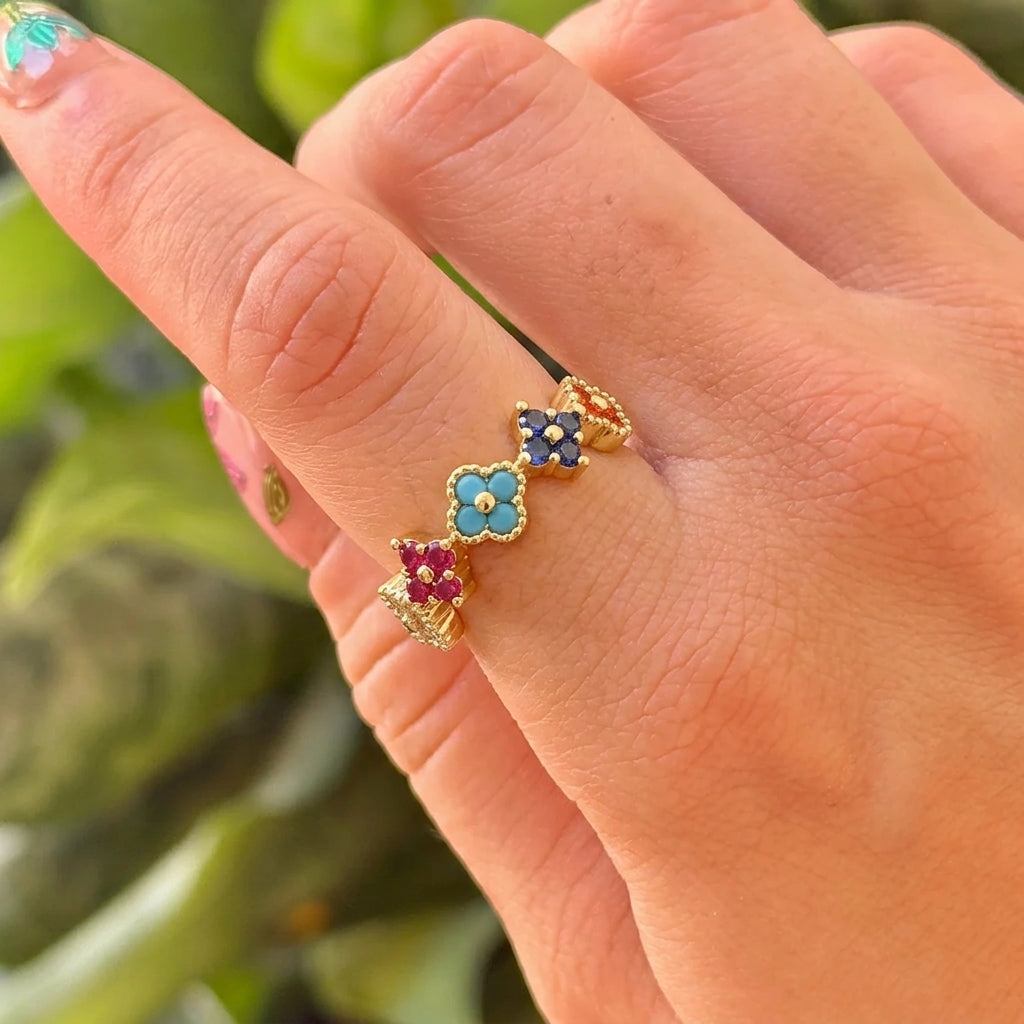 Anillo Trebol Multicolor Chapa 18K 8279-179