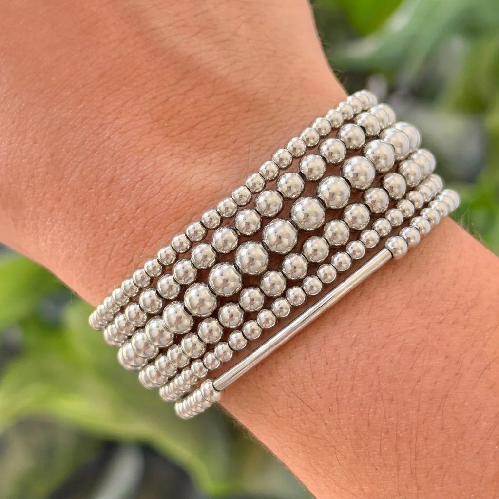 Pulsera Cuentas Plateadas CCB 8279-185