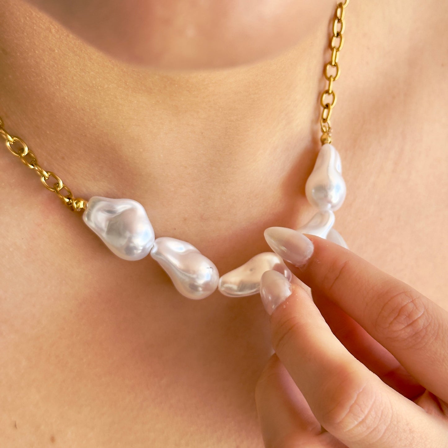 Collar Piedras Nácar Acero Inoxidable 8902-196