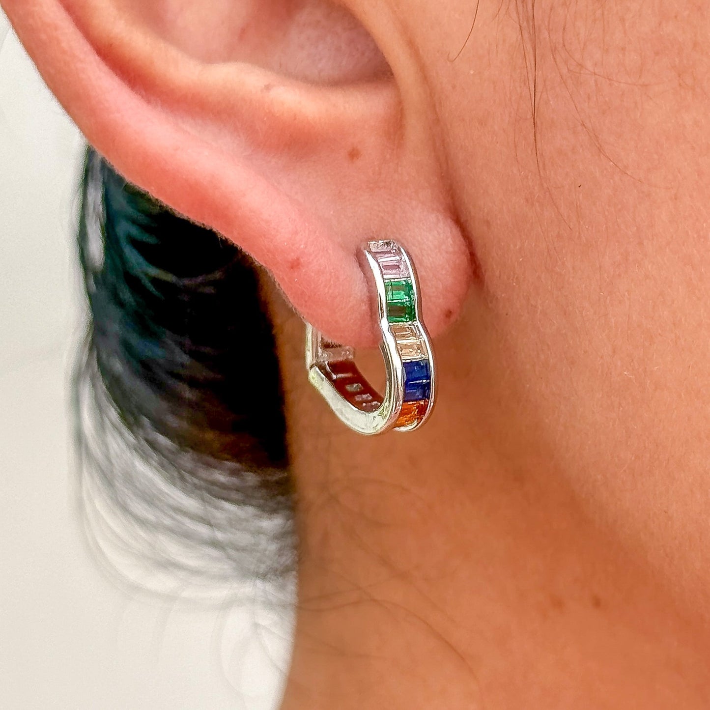 Aretes Corazón Zirconia Multicolor Acero Inox 8902-283