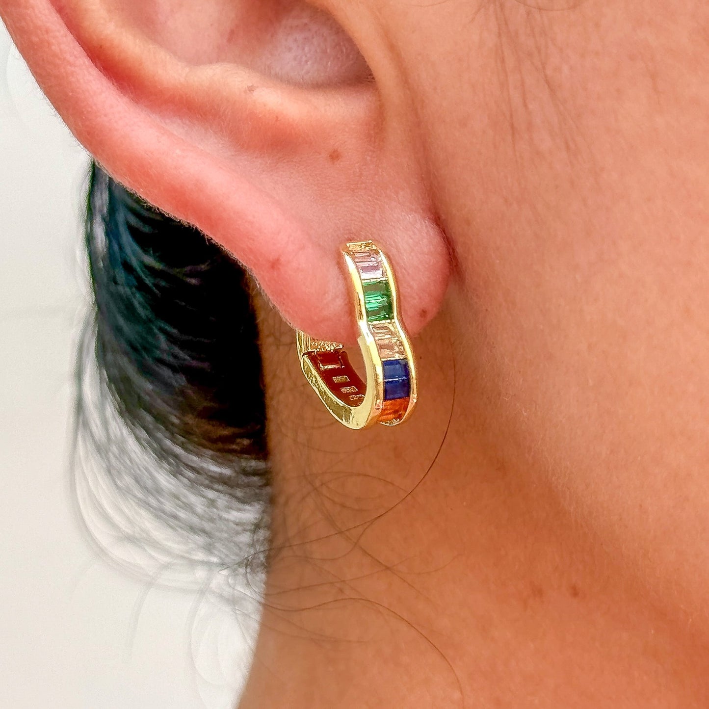 Aretes Corazón Zirconia Multicolor Acero Inox 8902-284