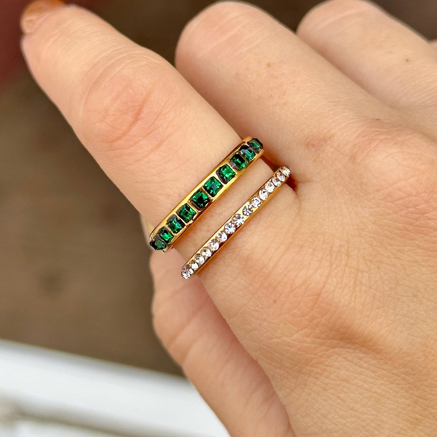 Anillo Doble Zirconia Ajustable Acero Inoxidable 8902-38