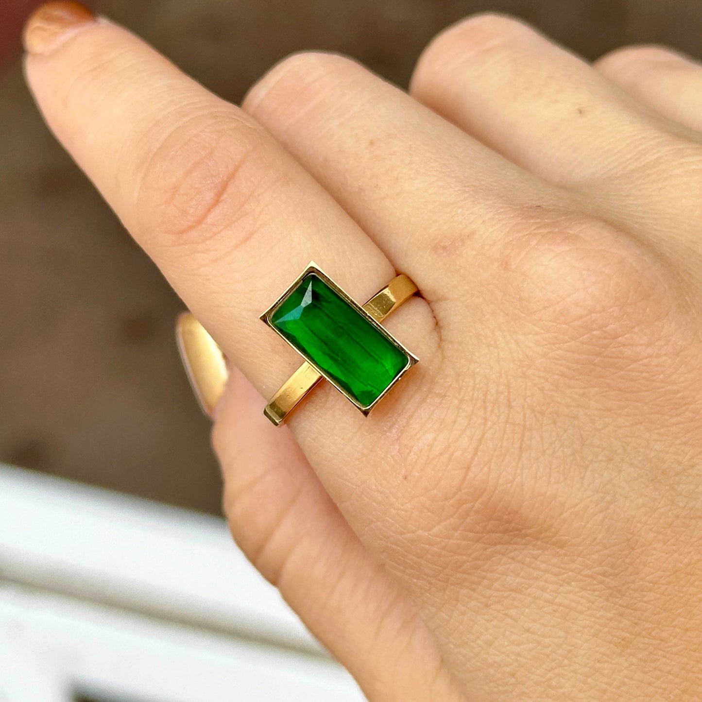 Anillo Esmeralda Acero Inoxidable 8902-85