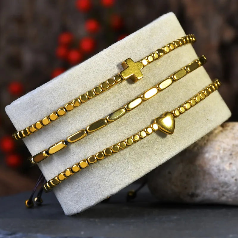 Pulsera Hematites Dorada 9567-156