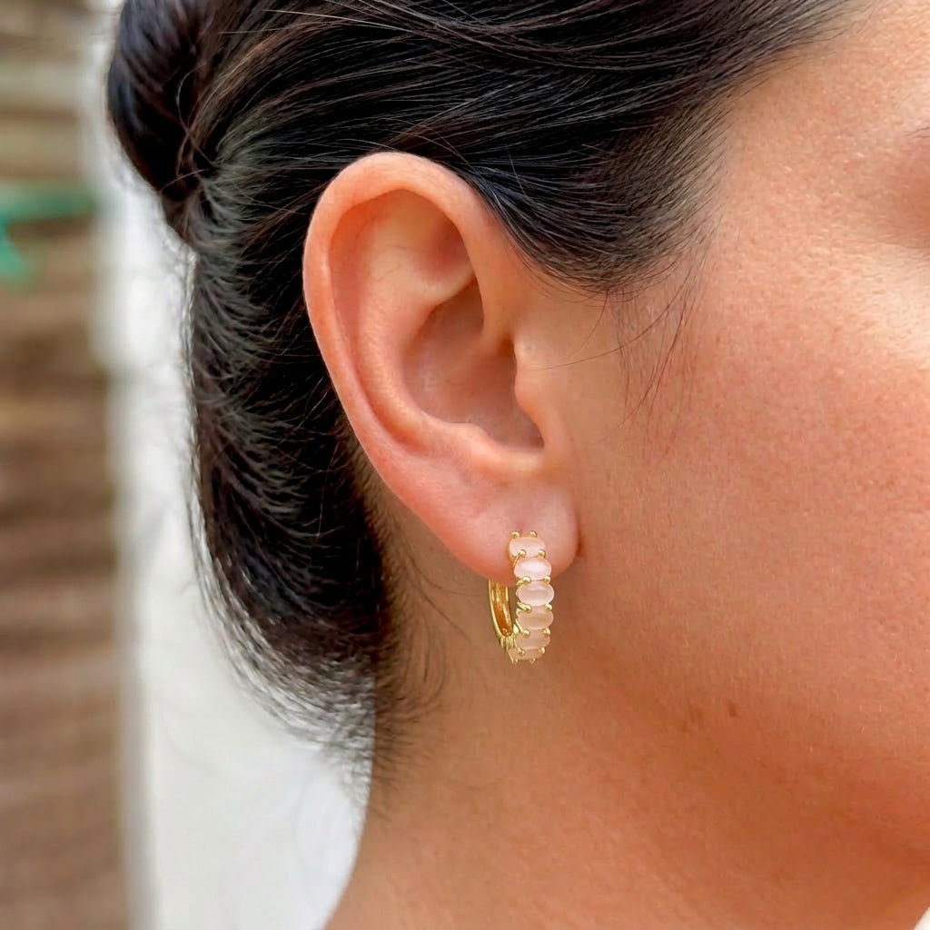 Aretes Chapa Zirconia Rosa 9567-60
