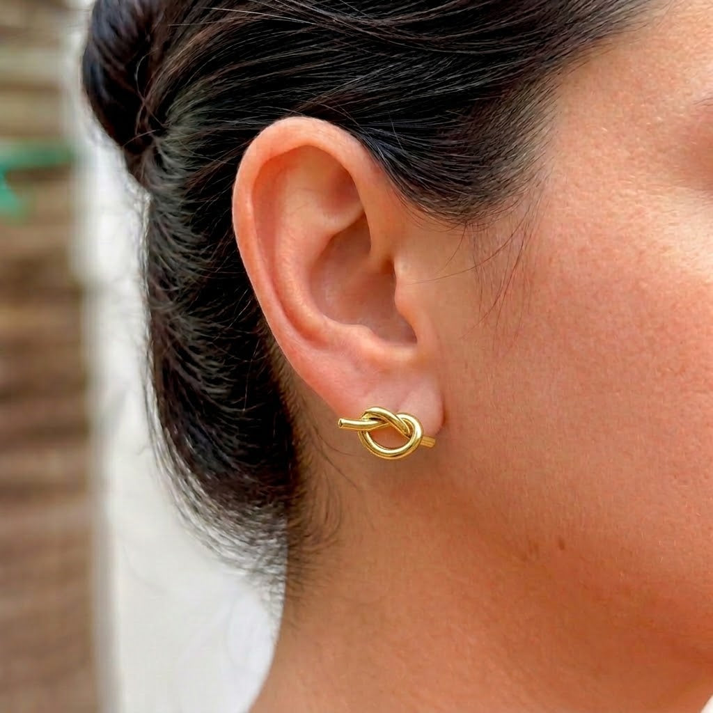 Aretes Dorados Nudo Acero Inox Nudo 9567-79