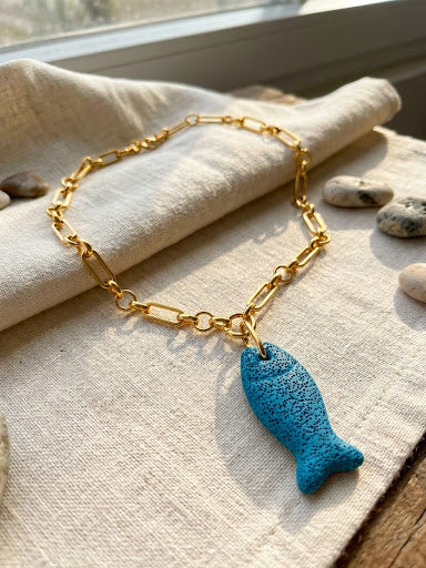Collar Dije Pez Chapa de Oro 3052