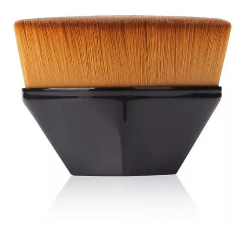 Brocha Kabuki Plana De Alta Densidad Para Maquillaje Color Negro