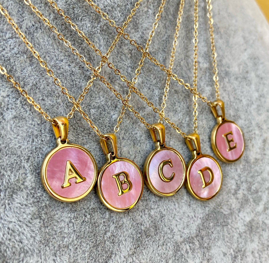 Collar Inicial Rosa Acero Inoxidable, 9509-59