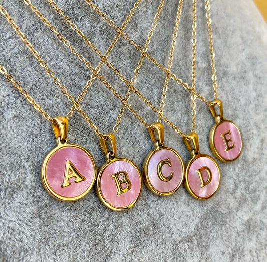 Collar Inicial Rosa Acero Inoxidable, 9509-59