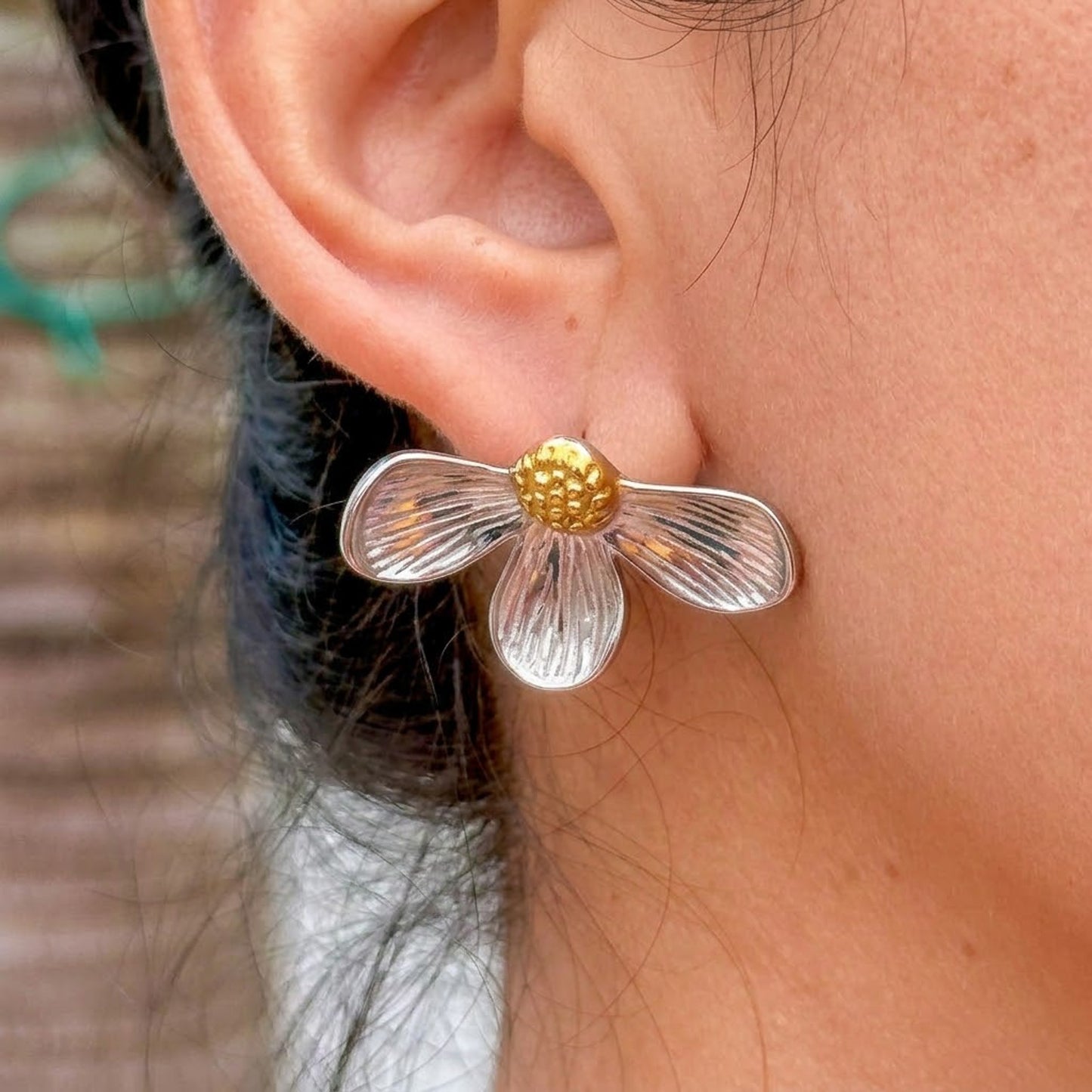 Aretes Florales 3D Acero Inox 5552-10