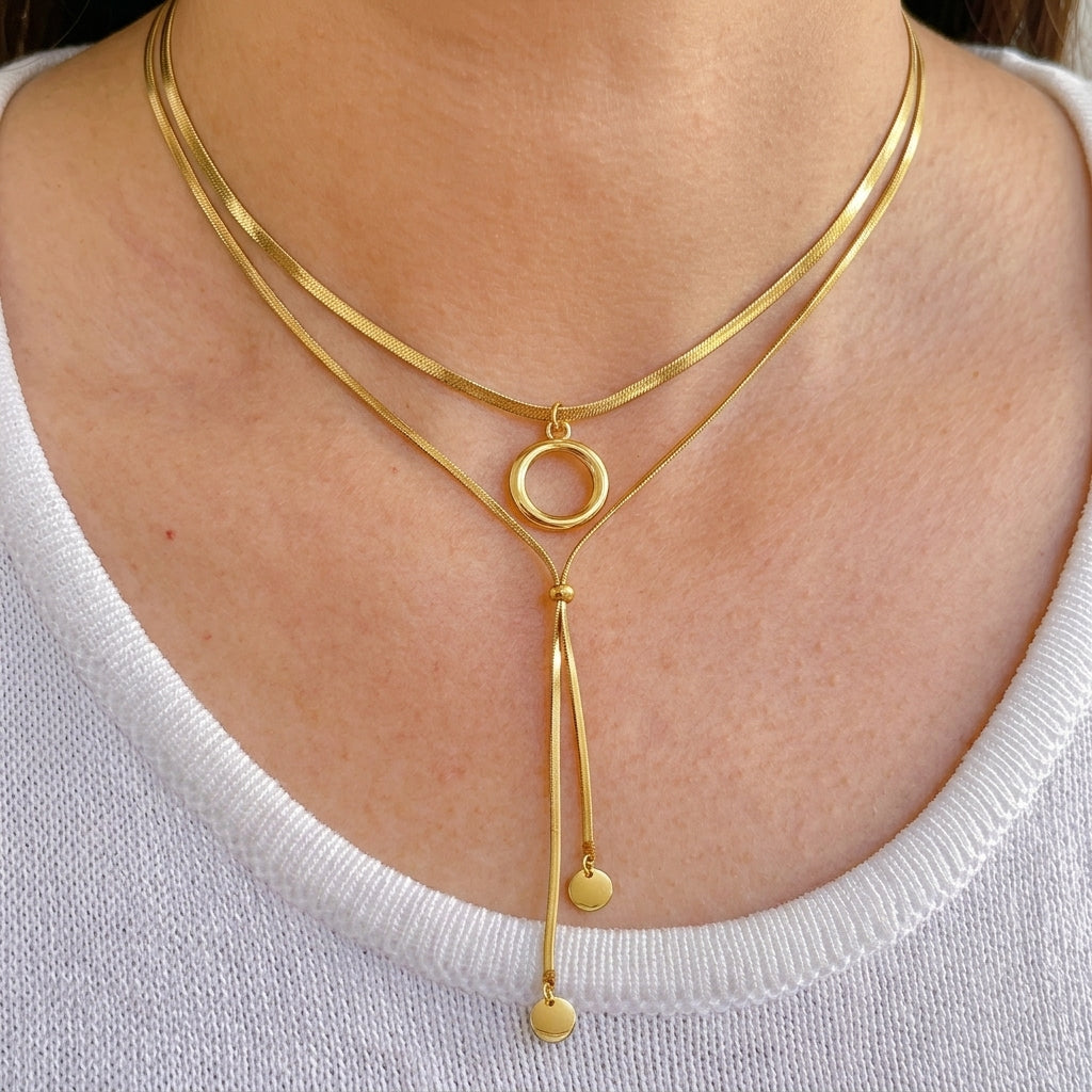 Collar Geometrico Dorado Acero Inox 0174-18