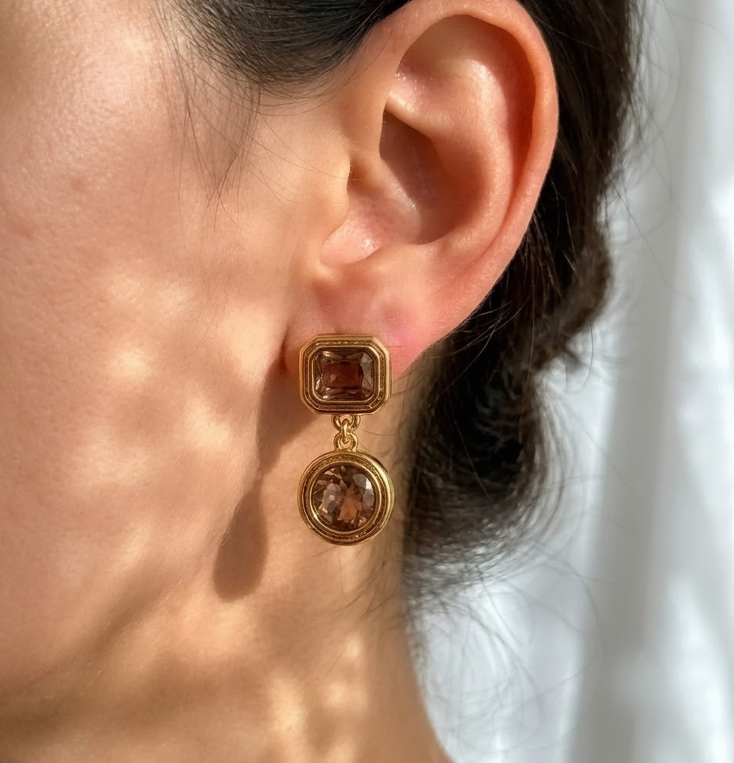 Aretes Cuadrados Piedras Multicolor Acero Inox 0174-27