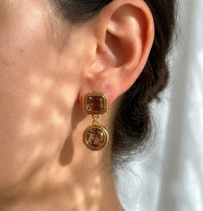 Aretes Cuadrados Piedras Multicolor Acero Inox 0174-27