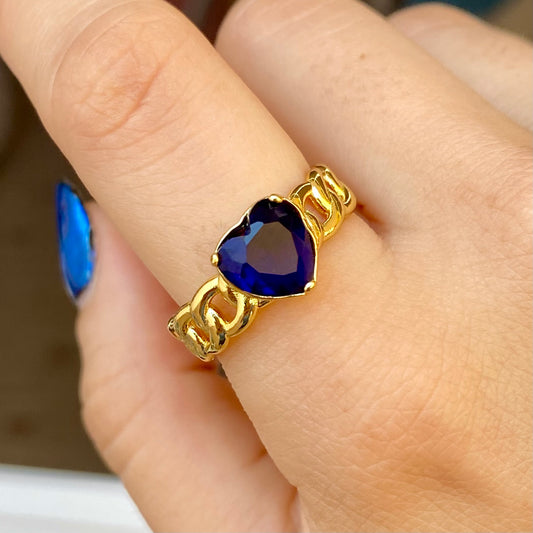 Anillo Chapa de Oro Azul 0195-90